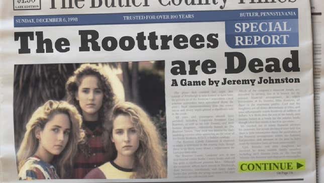 Image for article titled Game Theory: Every internet detective should be playing The Roottrees Are Dead
